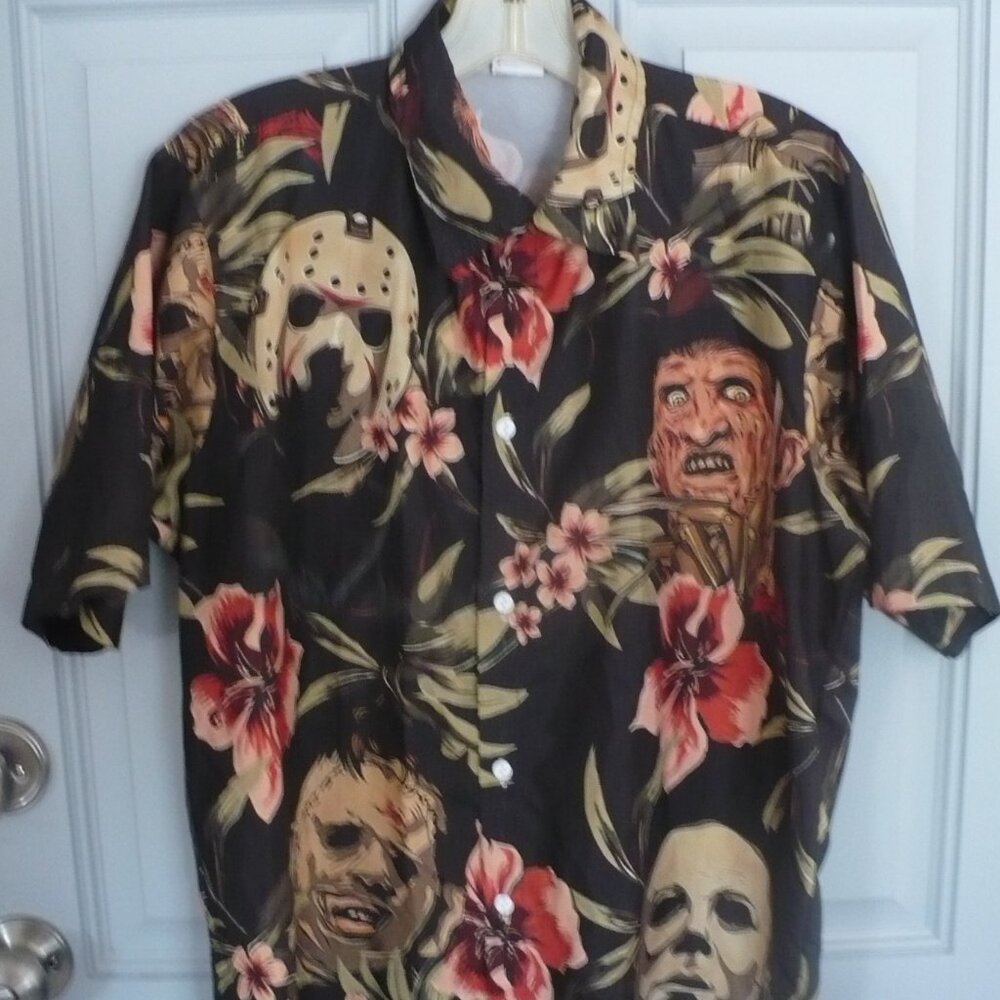 Teen's Sz S "Freddy Krueger" Button-Up Short Sleeve Hawaiian Shirt